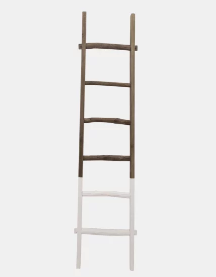 Wooden , Decorative 76" Ladder, 2-Tone White
