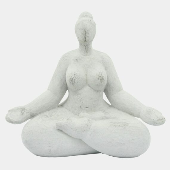Resin 11" Sucasana Female Yoga Figurine, White