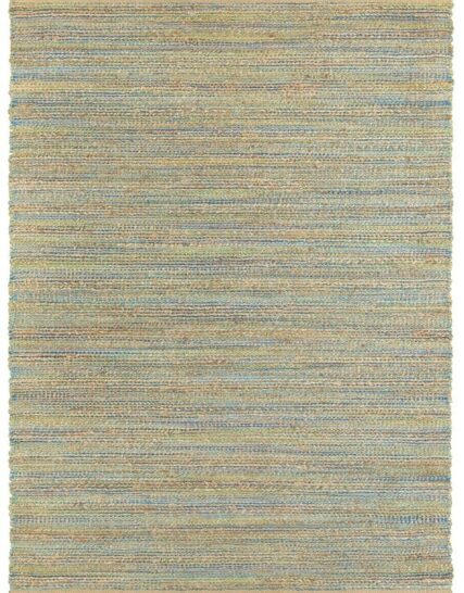 alfombra rectangular jaspeada en tonos azul, beige y naranja