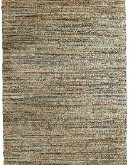 alfombra rectangular jaspeada en tonos arena, gris y rojo