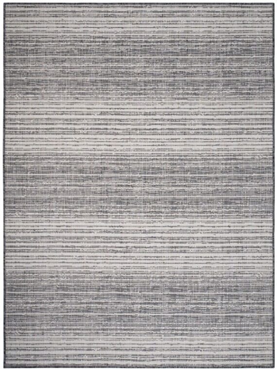 alfombra rectangular con vetas en tonos beige y gris