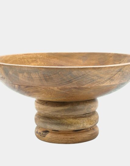 Wood, 12" Bowl W/ Stand, Brown