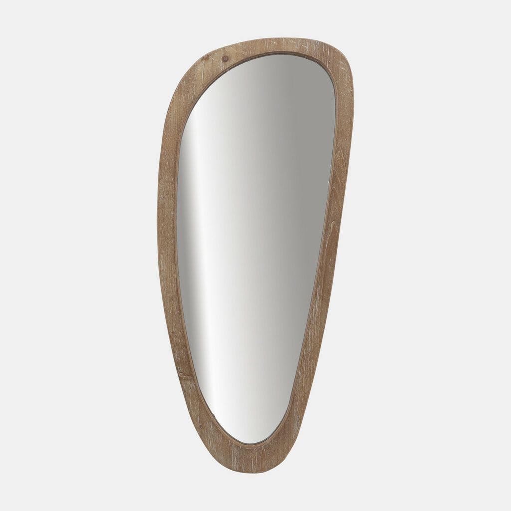Wood, 15x36 Egg Shaped Mirror, Brown Wb