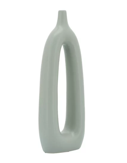 Cer, 14"H Open Cut-Out Vase, Green