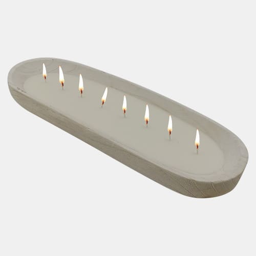 Wood, 24" Scented Candle Tray, White Wash 42oz